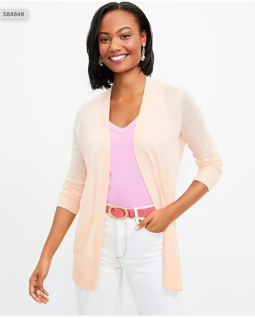 LOFT NWT Peach Lightweight Tunic Open Cardigan // S